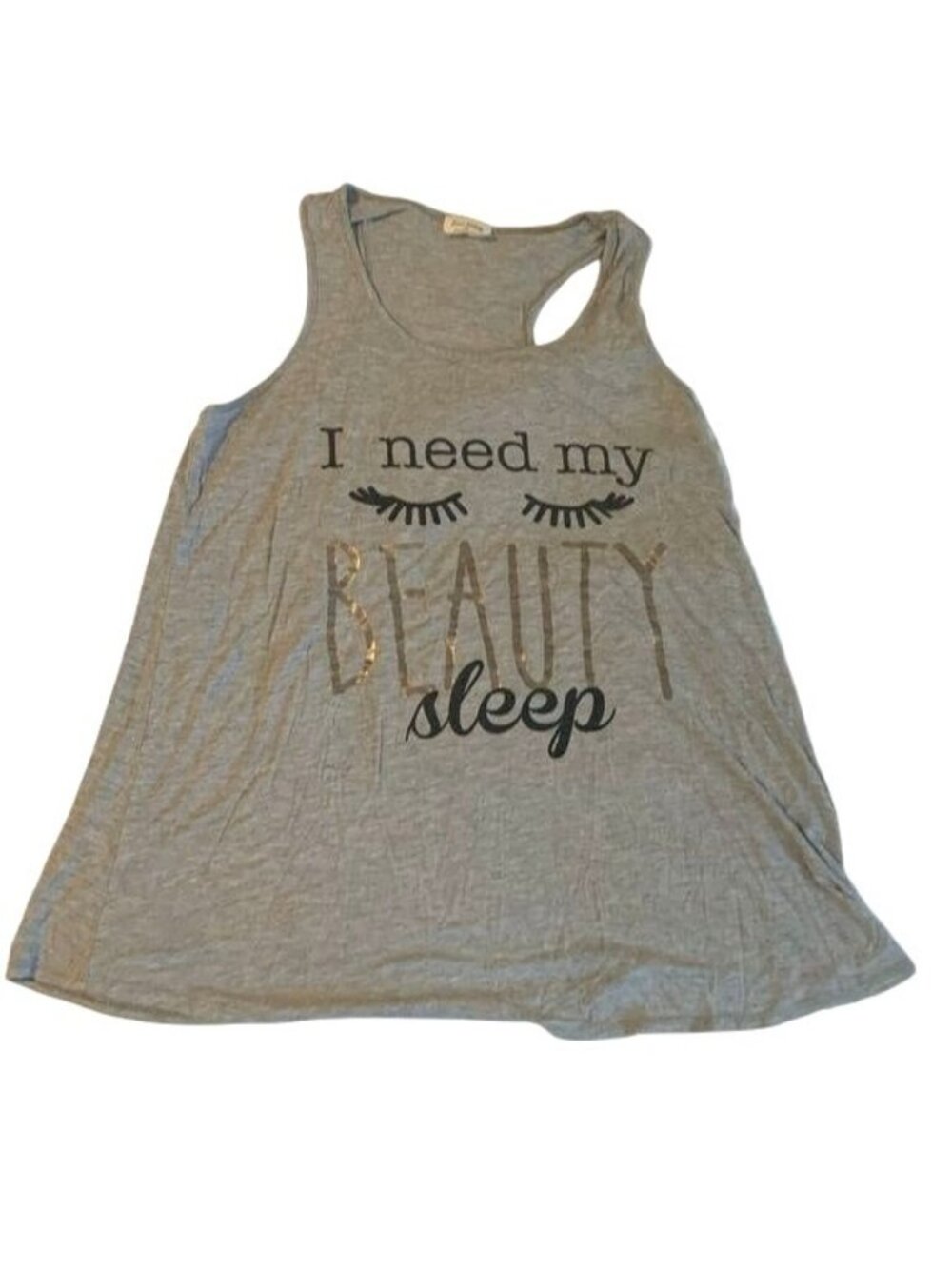 Free Kisses Womens Gray "I Need My Beauty Sleep" Tank Top XL Made In Mexico